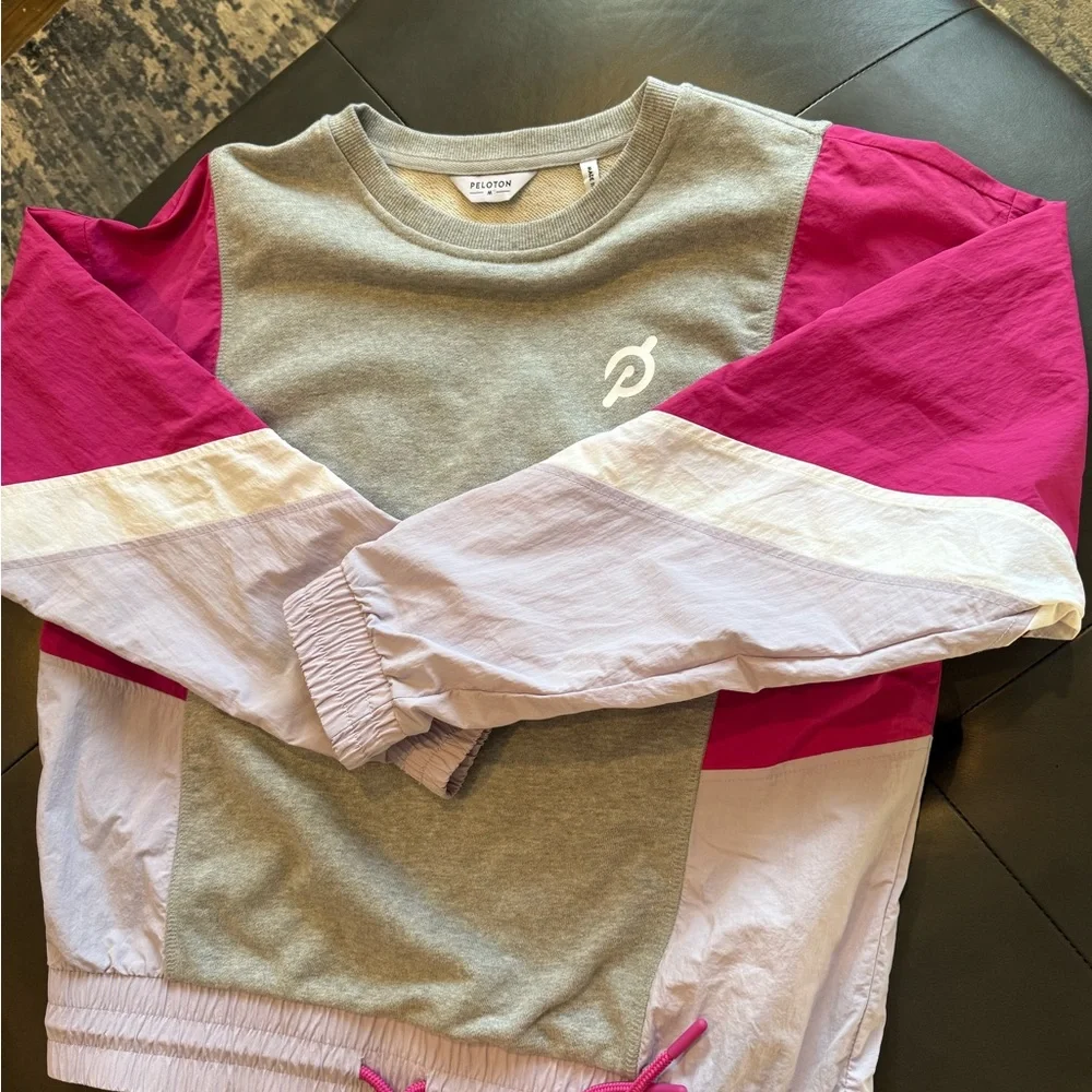 Peloton Gray and Pink Drawstring Sweatshirt - Picture 4 of 7